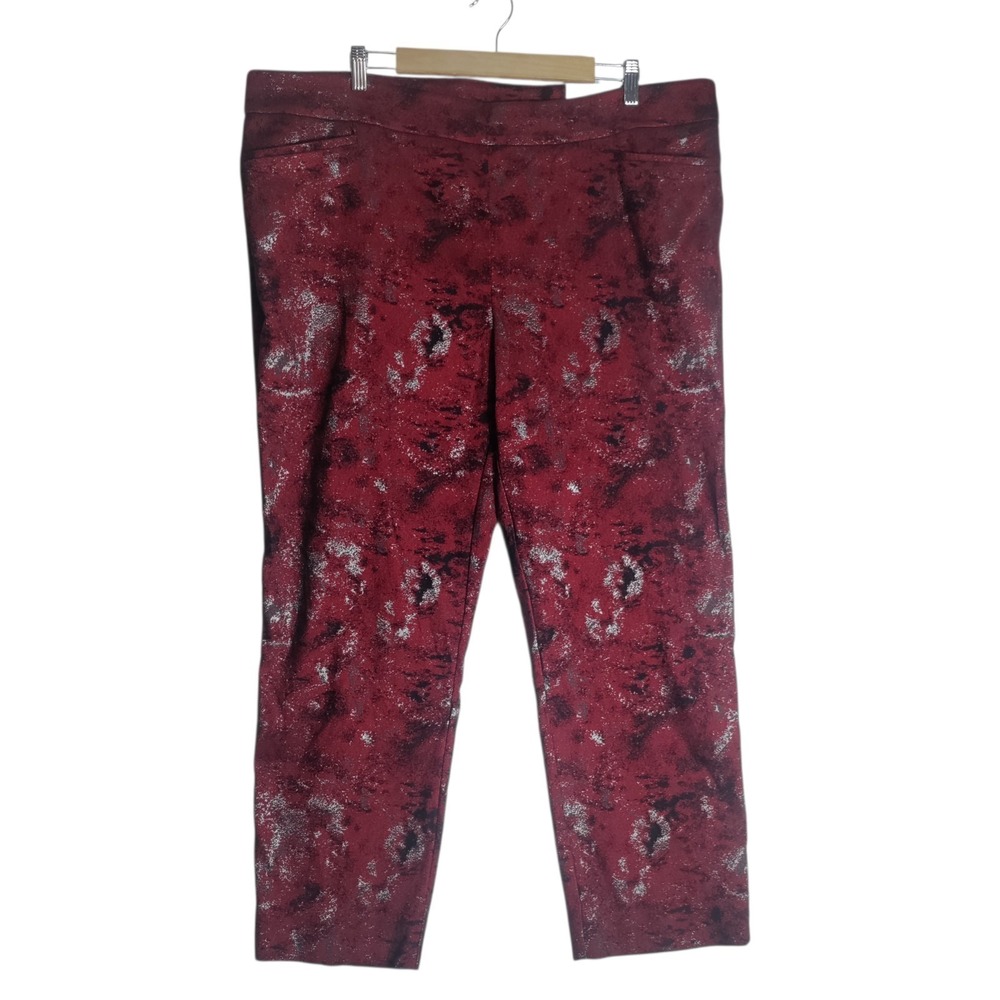 Chicos So Slimming Brigitte Slim Leg Pants Size 4T US 20R NWT Red, Black Silver